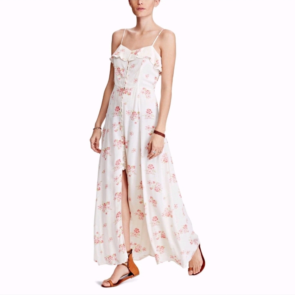 VTG Denim & Supply Ralph Lauren Josephine Floral Cutout-Back Maxi Dress Sz Large